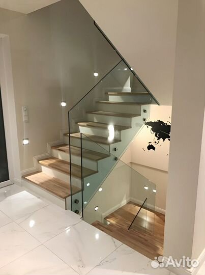 Перила и ограждения стеклянные для лестниц