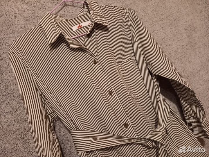 Хлопковое платье-рубашка миди