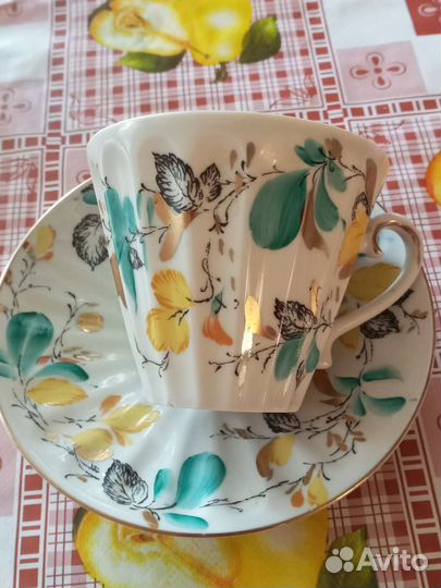 Чашка с блюдцем лфз костяной фарфор