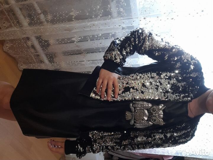 Комплект для девочки р. 152 сарафан +бомбер кожа