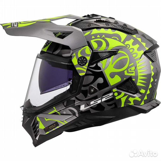 LS2 MX702 pioneer 2 rangi Off-Road Full Face Motorcycle Мотошлем Fluorescent Yellow