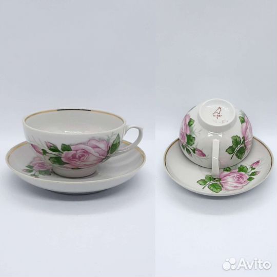 Фарфоровая чайная пара Дулево СССР