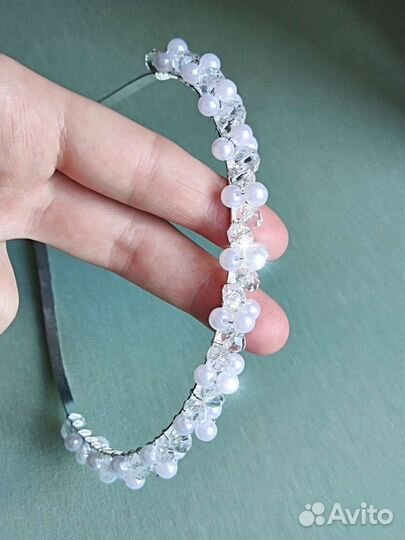 Ободок жемчуг+ камушки