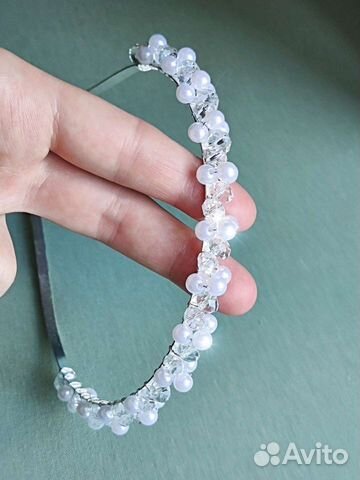 Ободок жемчуг+ камушки