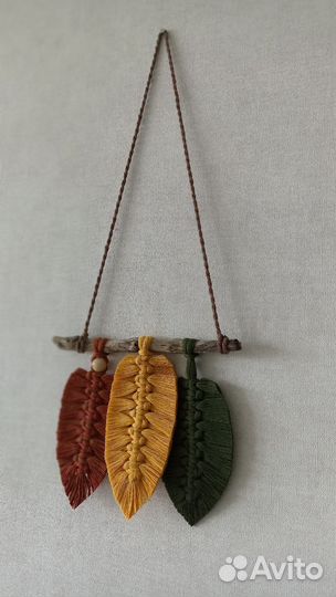 Панно макраме листья