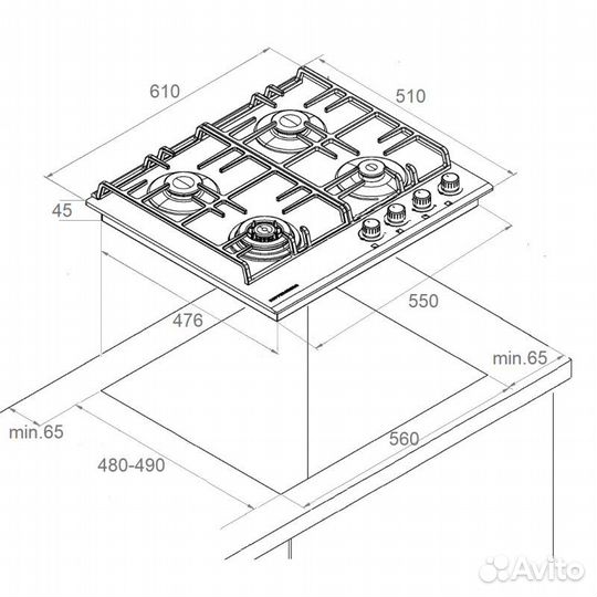 Газовая варочная панель Kuppersberg FS 603 C Bronz