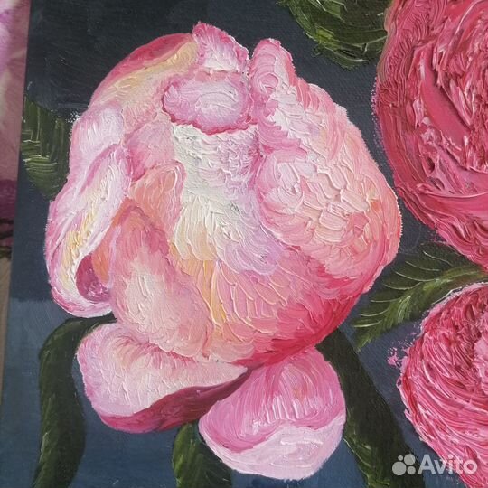 Картина маслом Пионы