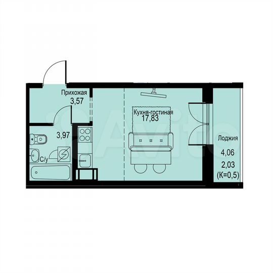 Квартира-студия, 27,4 м², 7/12 эт.