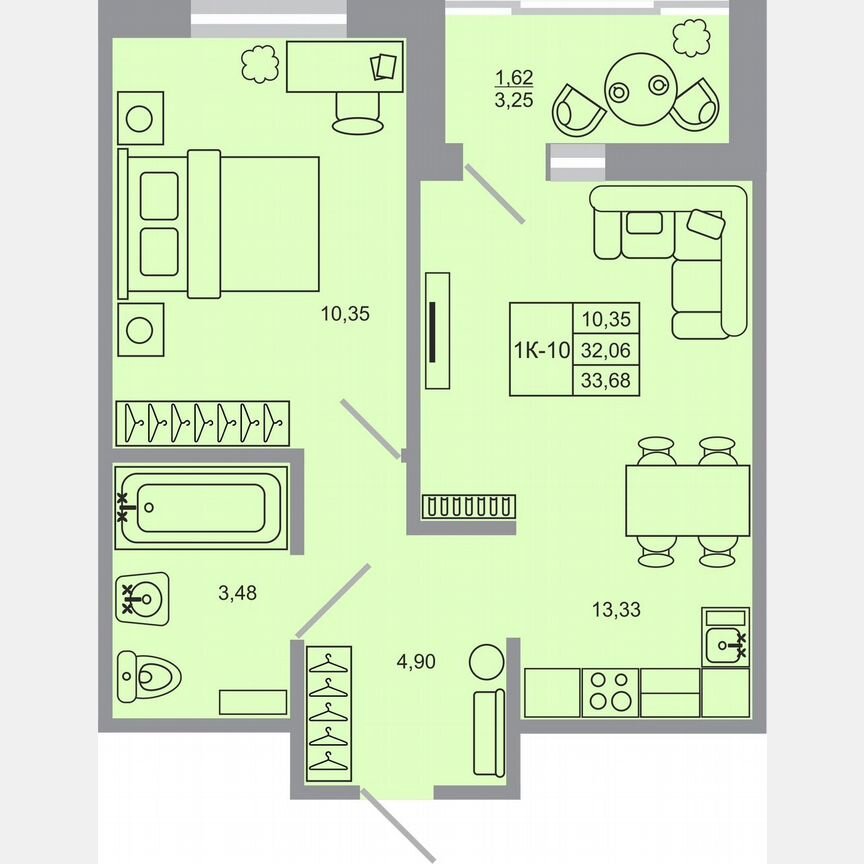 1-к. квартира, 33,7 м², 8/17 эт.