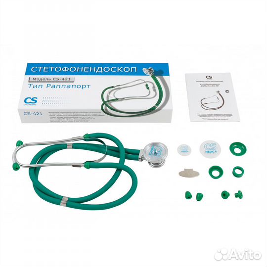 Стетофонендоскоп (тип Раппапорт) CS-421 зелёный