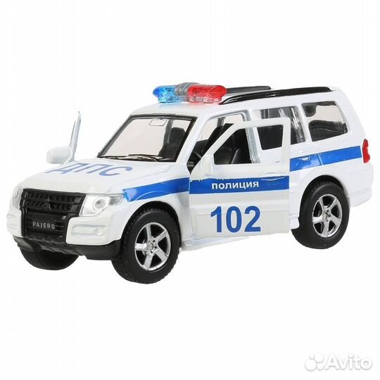 Машина Mitsubishi Pajero Полиция 12 см белая металл инерция Технопарк SB-17-61-MP-P(W) -WB