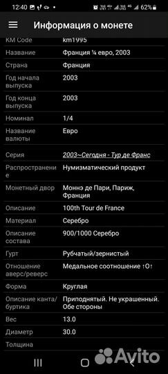 Серебряные монеты Франция 2003 г