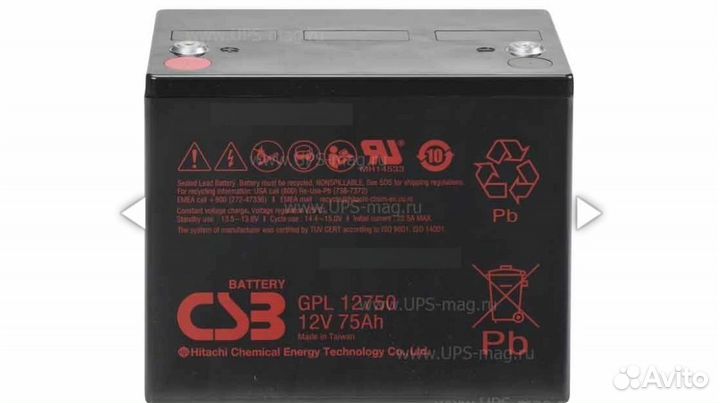 Аккумулятор CSB GPL 12750 12V / 75Ah