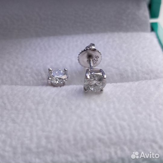 Пусеты с бриллиантами муассаниты 0.5ct x2