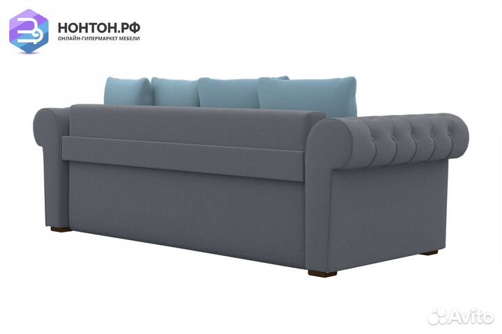 Диван шагающая еврокнижка Вега-44 голубой / серый