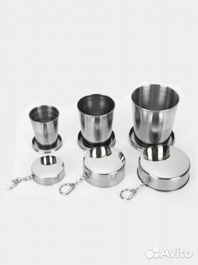 Стаканчик металлический складной походный, компакт