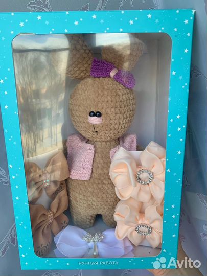 Вязаная игрушка, зайка, подарок