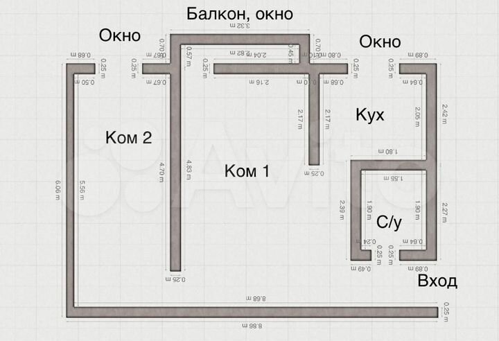2-к. квартира, 43,2 м², 4/5 эт.