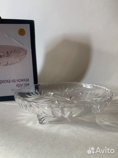 Тарелка на ножках хрусталь. Bohemia
