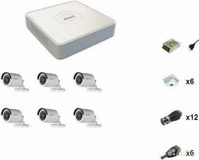 Комплект видеонаблюдения HiWatch 6 камер