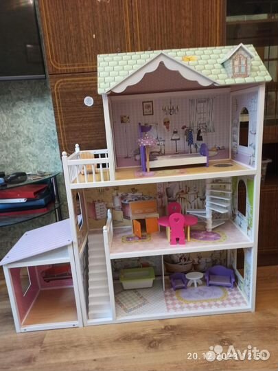 Кукольный домик для барби с мебелью и машиной