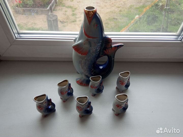 Сервиз Фарфоровые статуэтки Рыбки-рюмки СССР