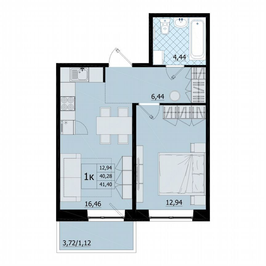 1-к. квартира, 41,4 м², 2/9 эт.