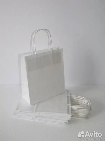 Крафт пакеты с ручками коричневые, белые, черные