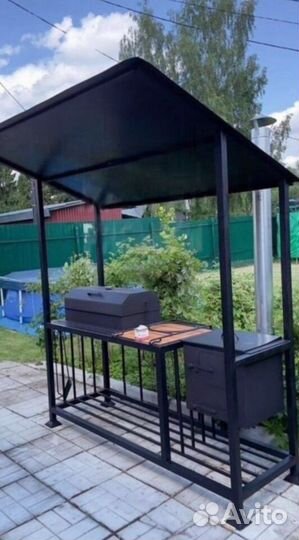 Мангал лофт с крышей