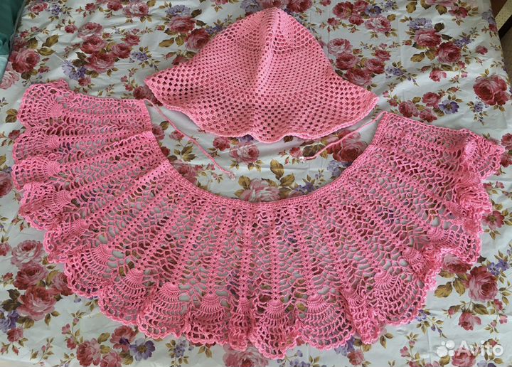 Воротник круж.белый, роз.пелерина- воротник, шляпа