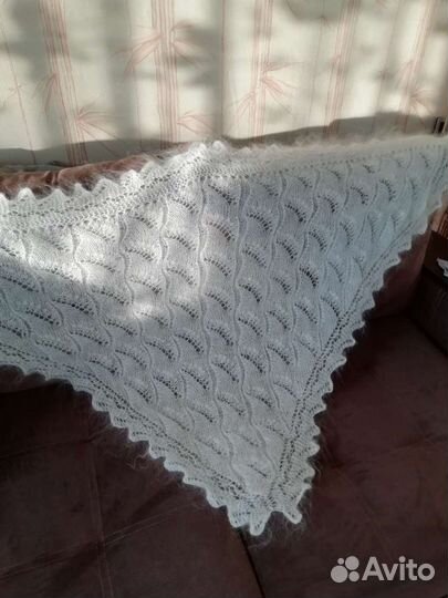 Косынка(платок -шаль) из серого козьего пуха