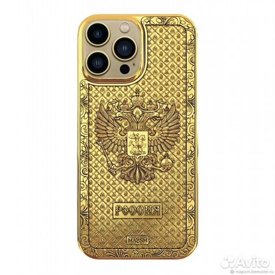 Ювелирный чехол Russia Gold на iPhone 13 PRO Max