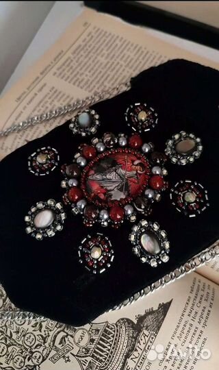 Бархатная черная сумочка с Георгием победоносцем