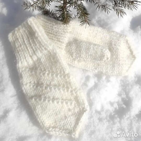 Варежки ручной вязки пуховые