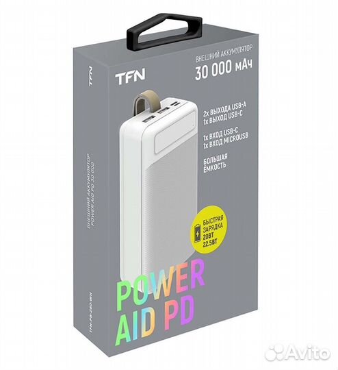 Внешний аккумулятор TFN PD 30000 мАч новый