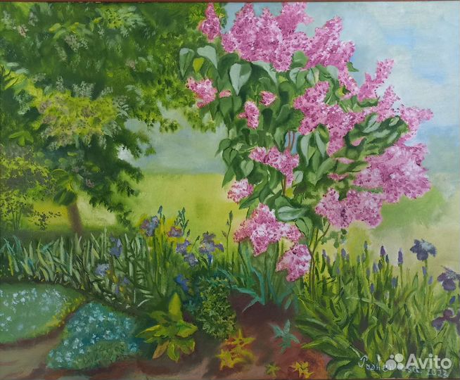 Картина маслом на холсте сирень