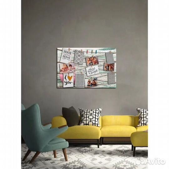 Доска для фото с прищепками на холсте