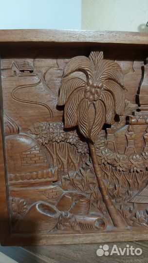 Панно настенное резьба по дереву винтаж