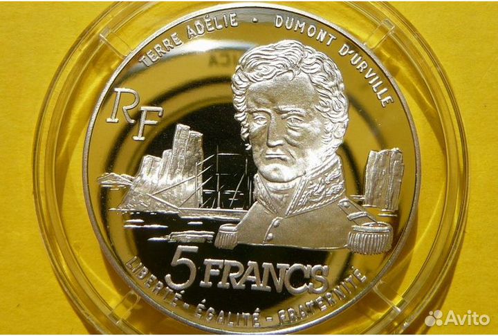 Франция 5 франков 1992 пруф / Корабль Парусник