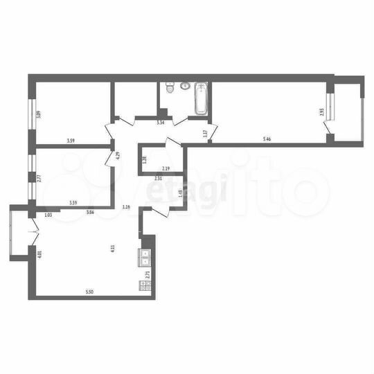 3-к. квартира, 79,7 м², 2/4 эт.