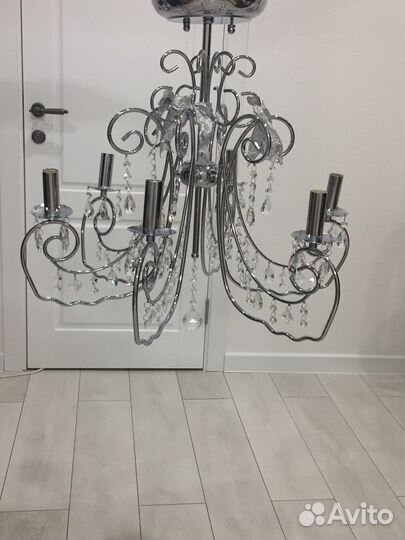 Люстра сталь + хрусталь