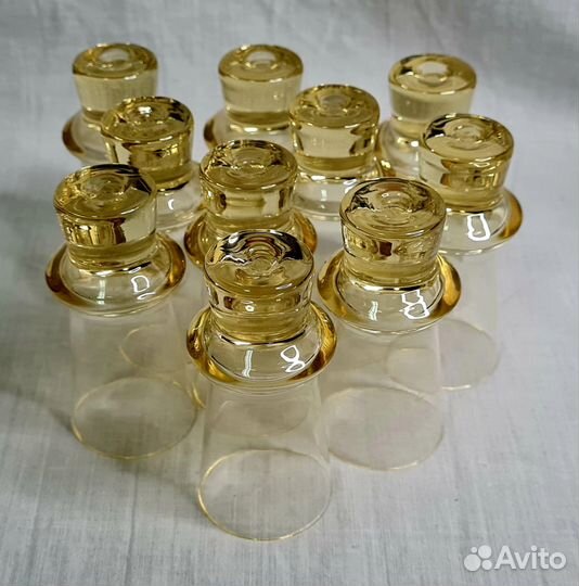 Стопки Рюмки Цветное стекло Жёлтые СССР 10 штук