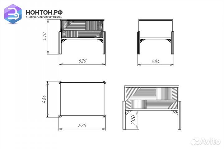 Тумба прикроватная Омри морской синий / матовый те