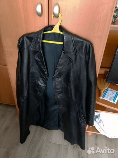 Кожаный плащ мужской длинный