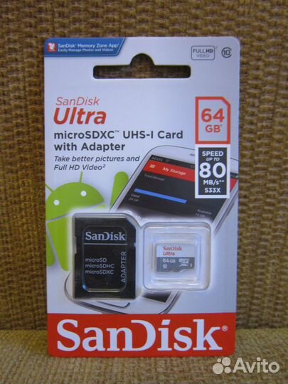 Карта памяти SanDisk microsdxc 64 Гб