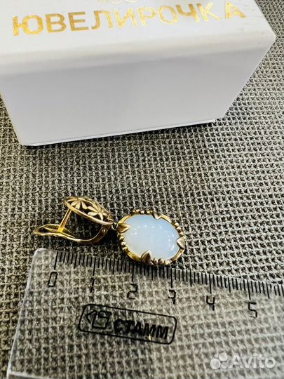 Серьги серебро с лунным камнем