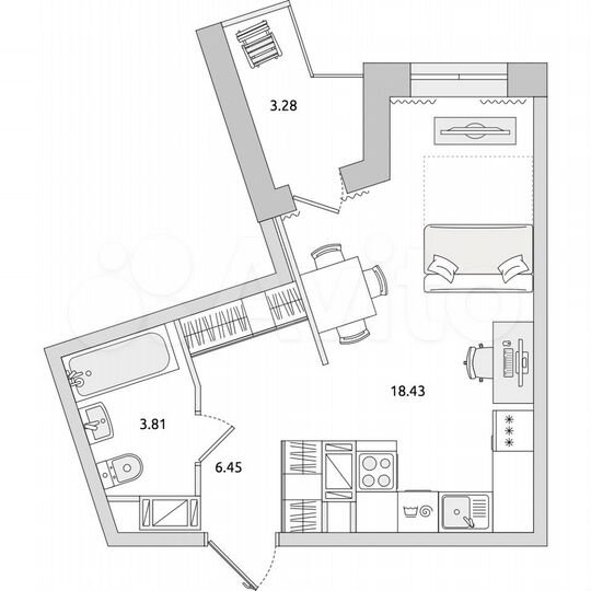 Квартира-студия, 32 м², 5/17 эт.
