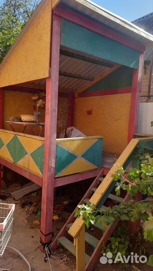 Детский игровой домик уличный деревянный