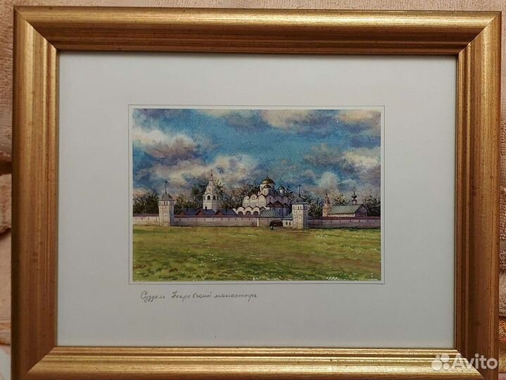 Картина акварелью Суздаль в рамке