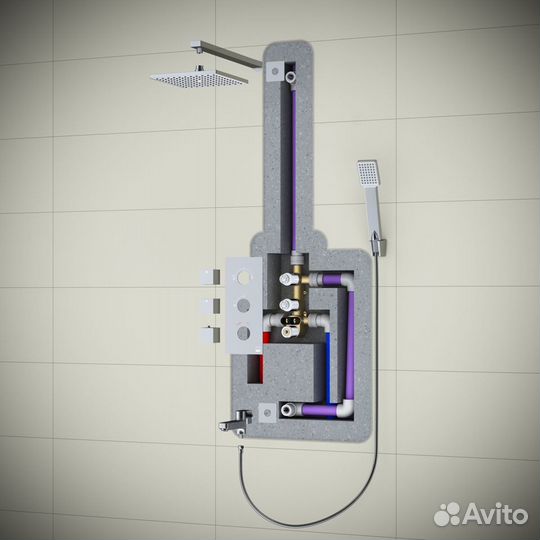 Душевая система Timo Tetra-thermo 3-х режимная с т